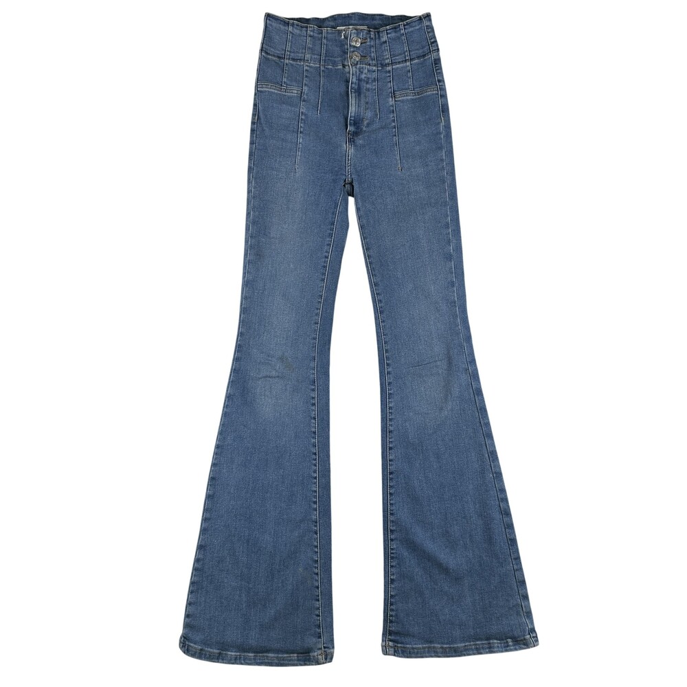 We The Free Jeans Womens 25 Medium Wash High Rise Flare Stretch Denim Boho